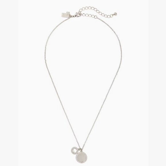 kate spade Jewelry - Kate Spade Spot the Spade Pave Charm Necklace Silver NEW Women's Jewelry Gift